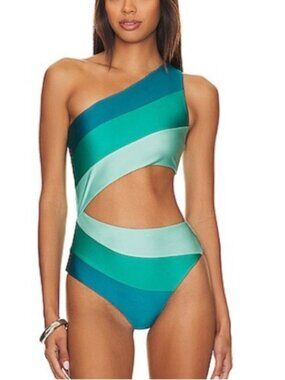 Beach Riot Joyce Cosmic Colorblock One-Shoulder Swimsuit - Size XL